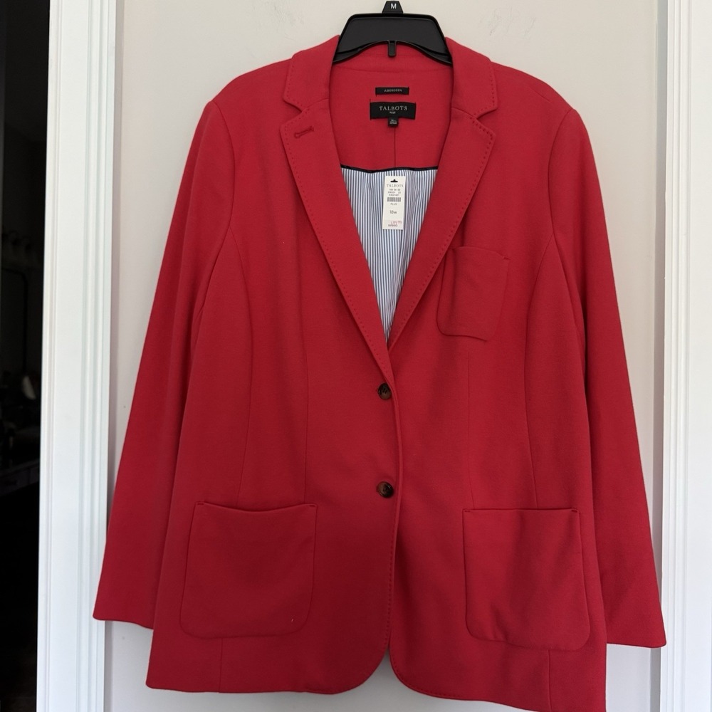 Talbots NWT Aberdeen Red Blazer Jacket Size 18 Plus Career Business Travel
